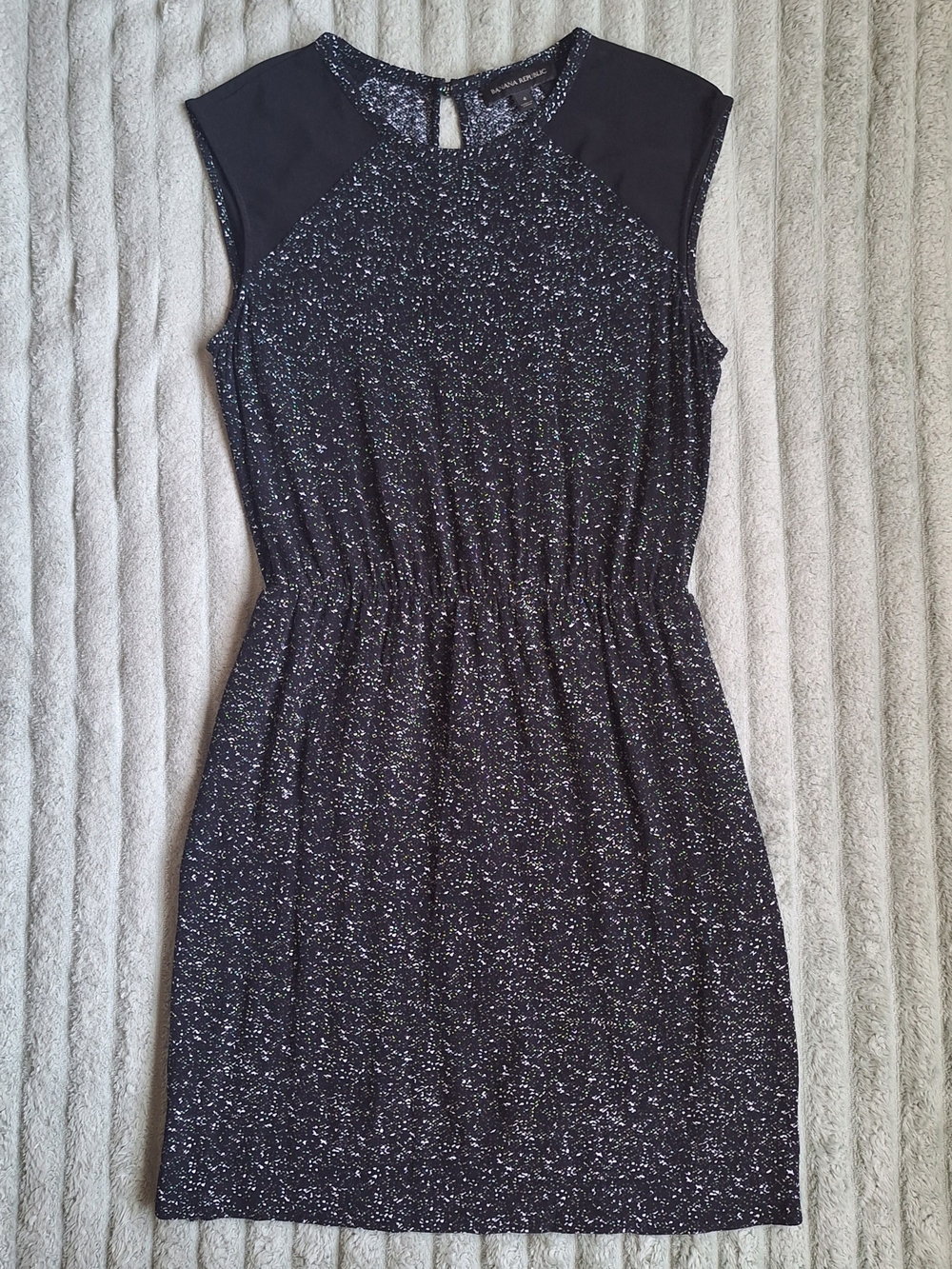 Banana Republic Black Speckle Print Mini Dress Sz 4 BR